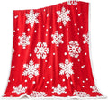 Christmas Blanket Sherpa Throw - 50X60 Red Snowflake - Soft, Cozy, Warm - Perfect for Holiday Clearance - Winter Decorations for Home