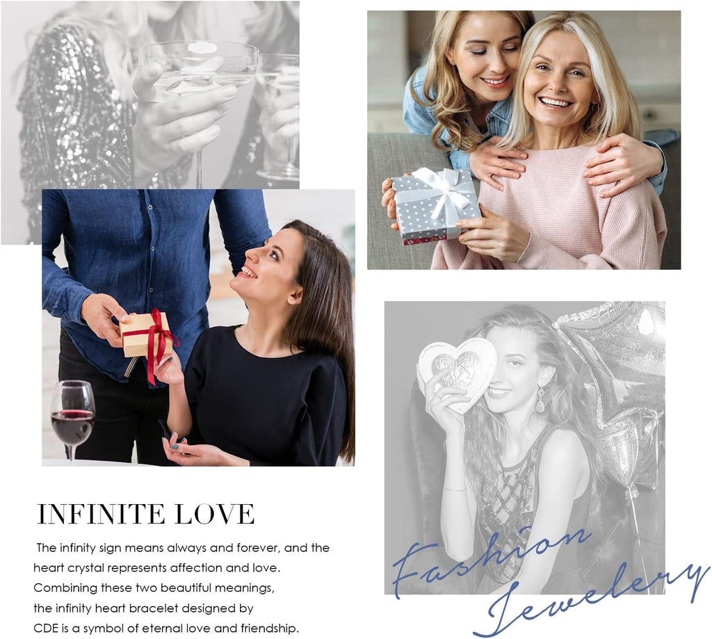 Mothers Day Gifts Infinity Heart Birthstone Charm Link Bracelet for Women 925 Sterling Silver Adjustable Mother'S Day Valentine'S Day Christmas Day Gift Anniversary Birthday Jewelry for Wife Girlfriend Her
