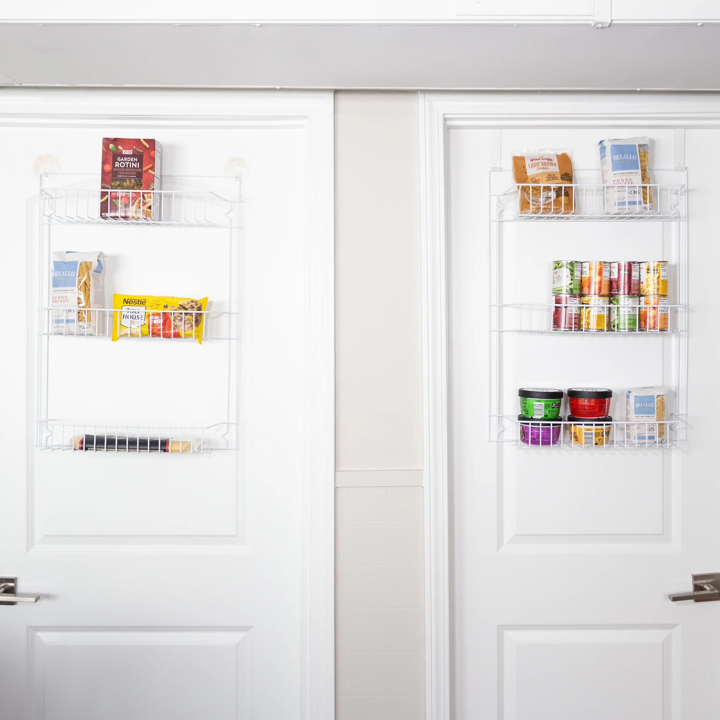 6-Tier Adjustable over the Door Pantry Organizer - Powder-Coated Steel Hanging Pantry Shelves and Rack for Kitchen Organization (White)