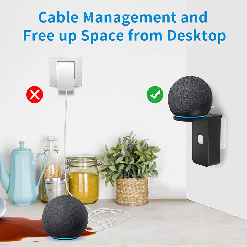 Outlet Wall Mount for Alexa Echo Dot Max 5Th 4Th Gen Echo Pop Space-Saving Accessories Built-In Cable Management Shelf