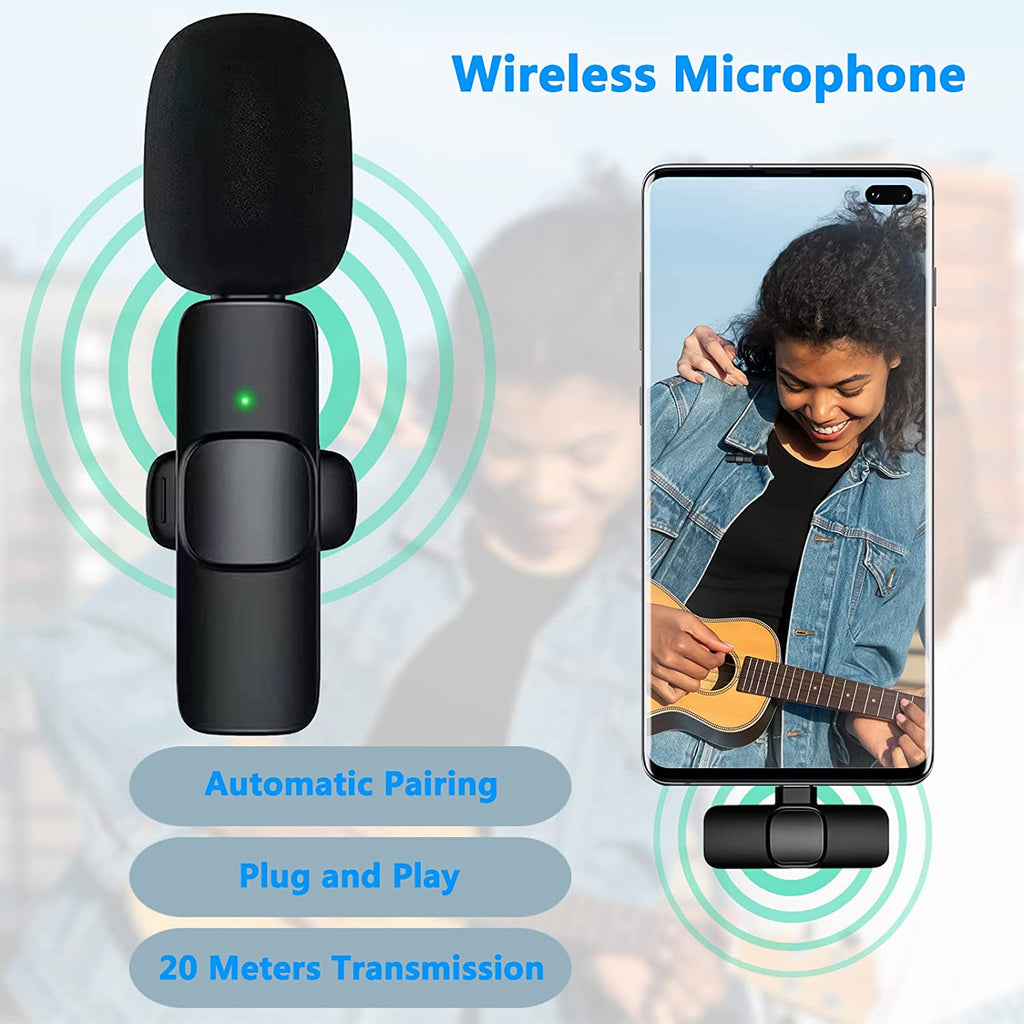 Wireless Lavalier Lapel Microphone for Iphone Ipad Professional Wireless Clip Mic - Cordless Omnidirectional Condenser Recording Mic for Interview Video Podcast Vlog Youtube