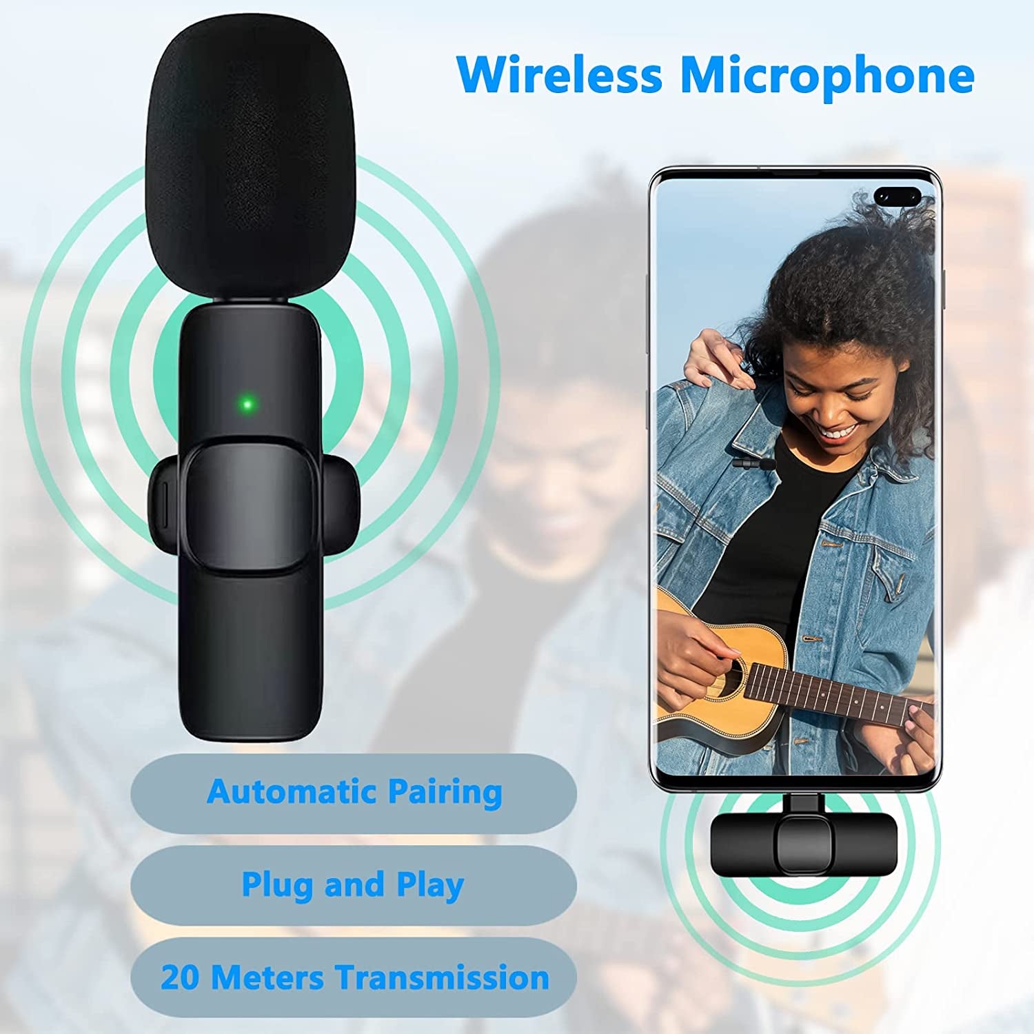 Wireless Lavalier Lapel Microphone for Iphone Ipad Professional Wireless Clip Mic - Cordless Omnidirectional Condenser Recording Mic for Interview Video Podcast Vlog Youtube