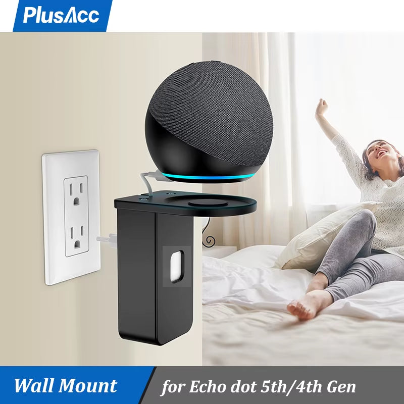 Outlet Wall Mount for Alexa Echo Dot Max 5Th 4Th Gen Echo Pop Space-Saving Accessories Built-In Cable Management Shelf