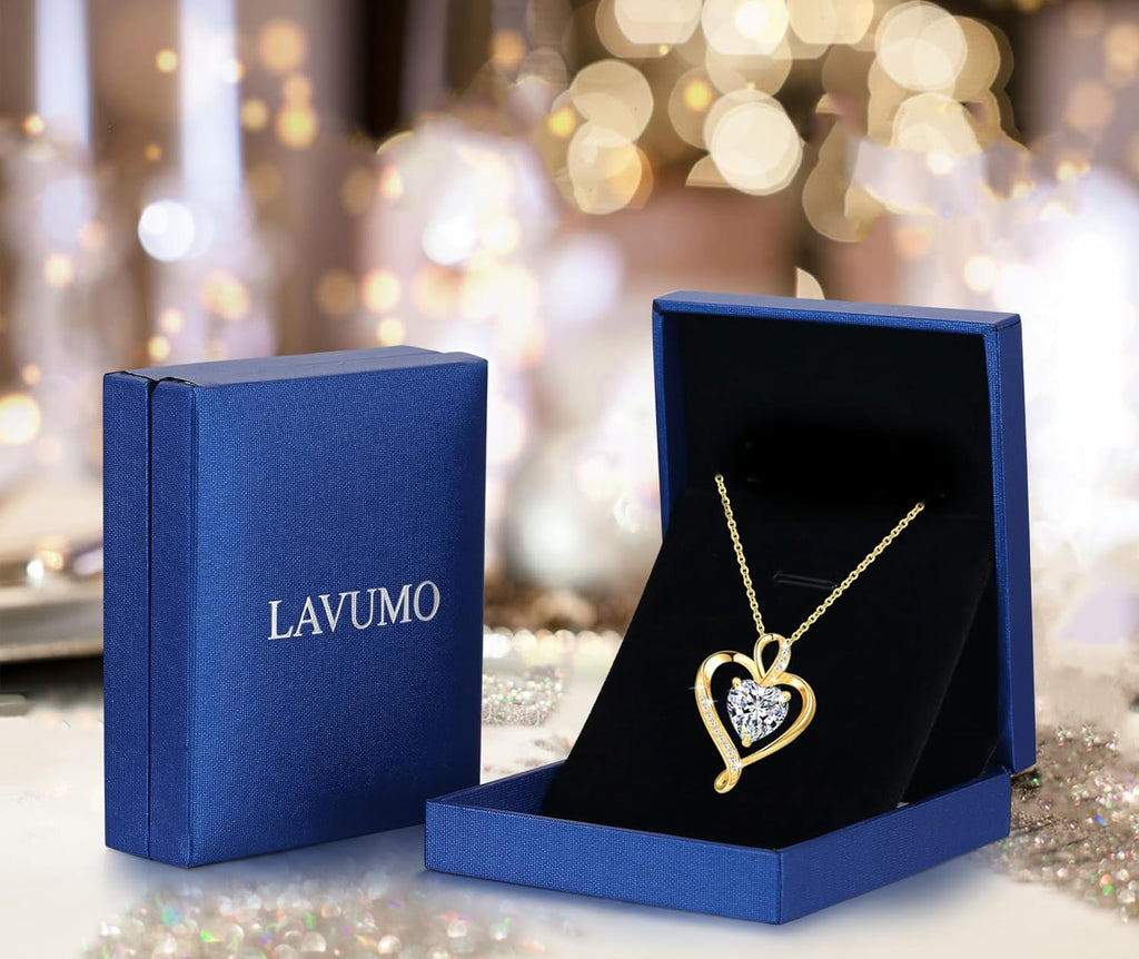 Heart Birthstone Necklace for Women Fine Jewelry 925 Sterling Silver Heart Necklace Dainty Pendant Anniversary Birthday Christmas Gifts for Her Girlfriend Wife Mom Lady Daughter Chain 18"+2"