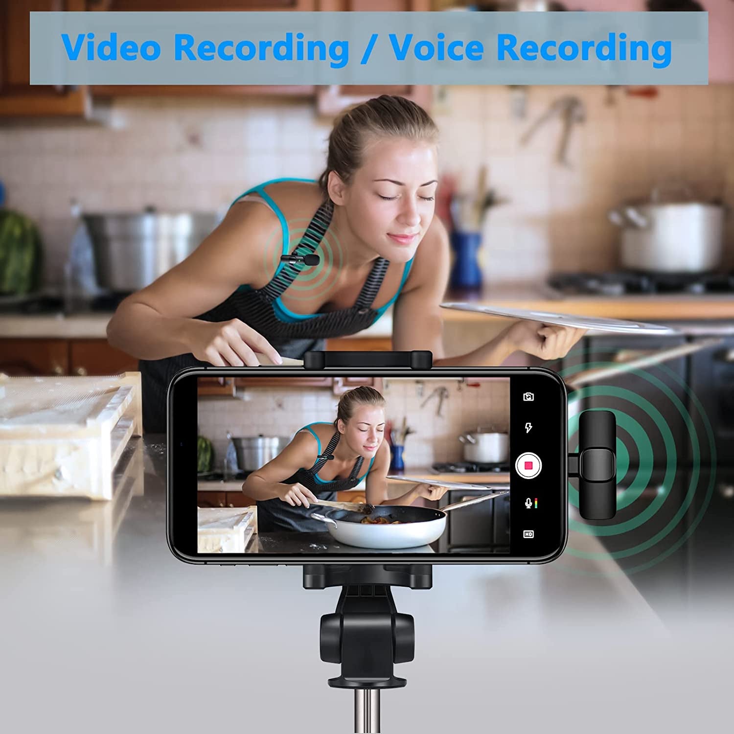 Wireless Lavalier Lapel Microphone for Iphone Ipad Professional Wireless Clip Mic - Cordless Omnidirectional Condenser Recording Mic for Interview Video Podcast Vlog Youtube