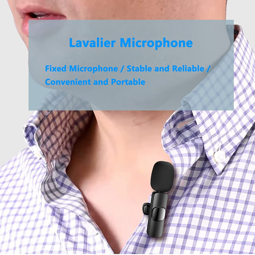 Wireless Lavalier Lapel Microphone for Iphone Ipad Professional Wireless Clip Mic - Cordless Omnidirectional Condenser Recording Mic for Interview Video Podcast Vlog Youtube
