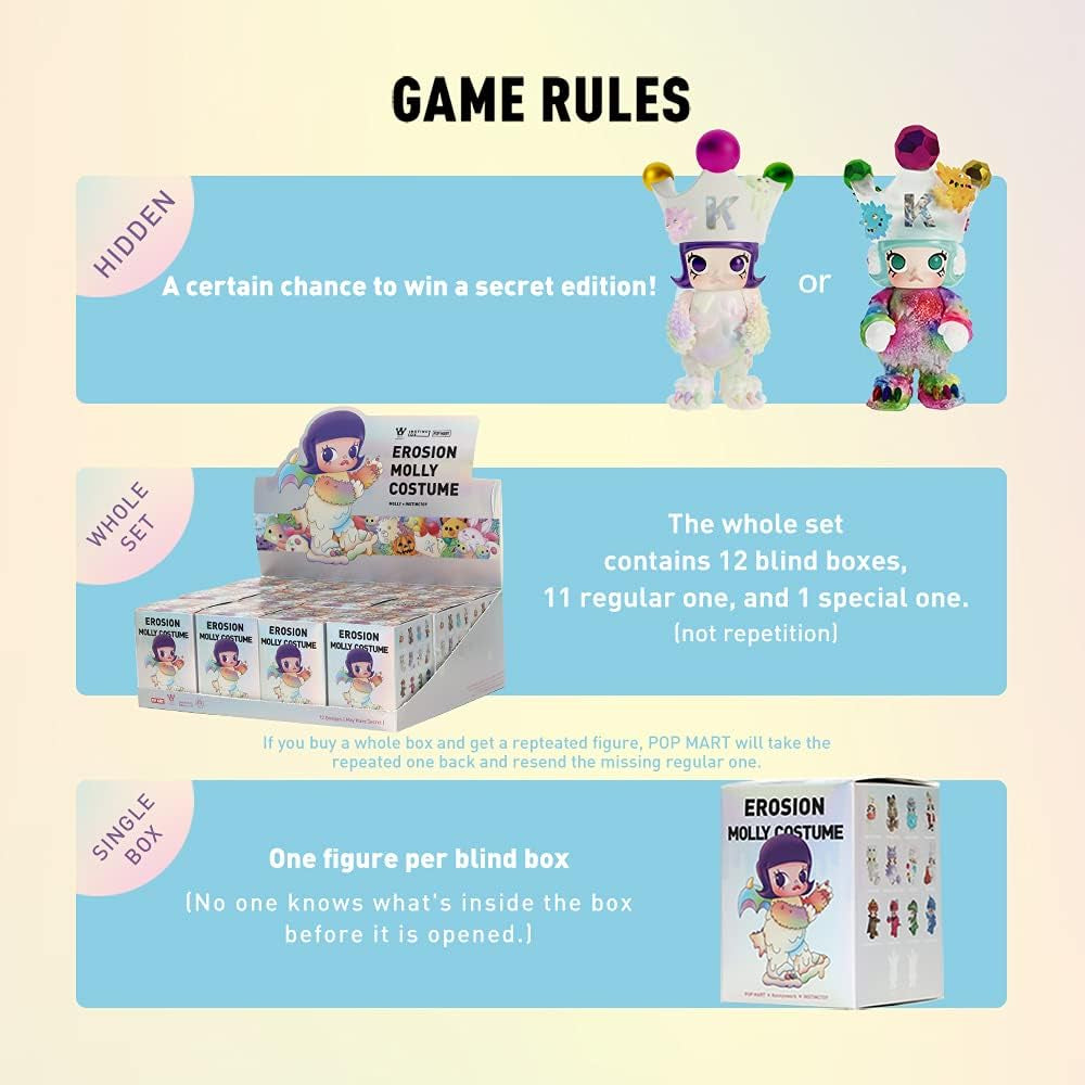 Molly Instinctoy Erosion-1Pc Molly Costume Series Blind Box Toy Box Bulk Popular Collectible Random Art Toy Hot Toys Cute Figure Creative Gift, for Christmas Birthday Party Holiday