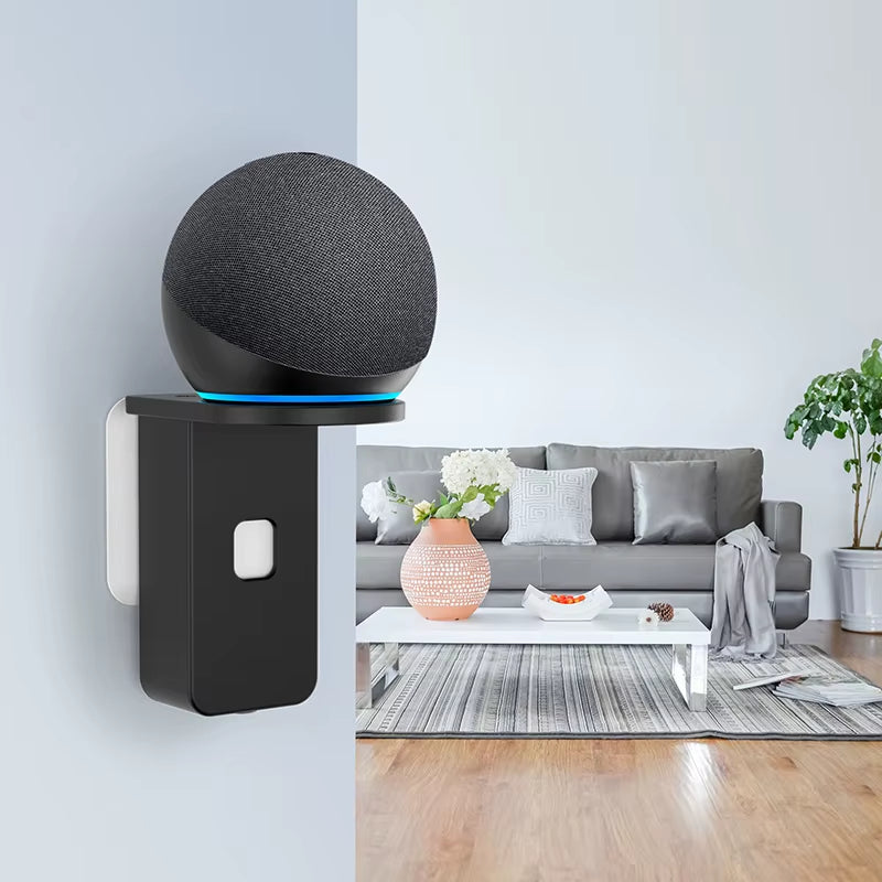Outlet Wall Mount for Alexa Echo Dot Max 5Th 4Th Gen Echo Pop Space-Saving Accessories Built-In Cable Management Shelf