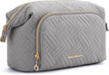Travel Makeup Bag, Cosmetic Bag Make up Organizer Case,Large Wide-Open Pouch for Women Purse for Toiletries Accessories Brushes Grey