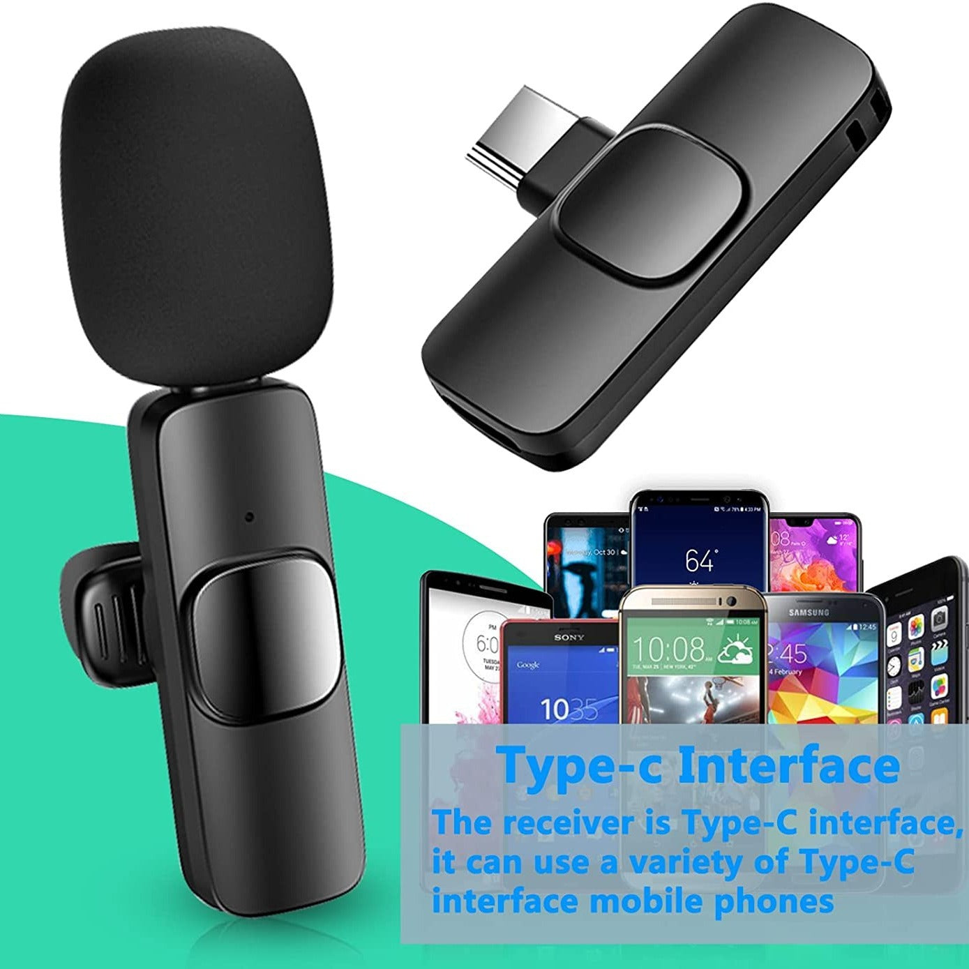 Wireless Lavalier Lapel Microphone for Iphone Ipad Professional Wireless Clip Mic - Cordless Omnidirectional Condenser Recording Mic for Interview Video Podcast Vlog Youtube