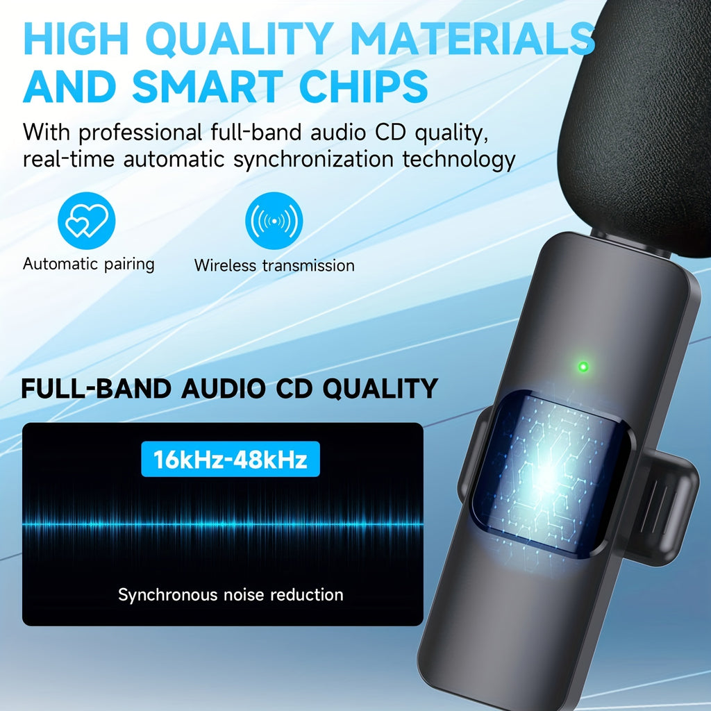 Wireless Lavalier Lapel Microphone for Iphone Ipad Professional Wireless Clip Mic - Cordless Omnidirectional Condenser Recording Mic for Interview Video Podcast Vlog Youtube