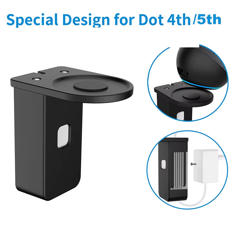 Outlet Wall Mount for Alexa Echo Dot Max 5Th 4Th Gen Echo Pop Space-Saving Accessories Built-In Cable Management Shelf