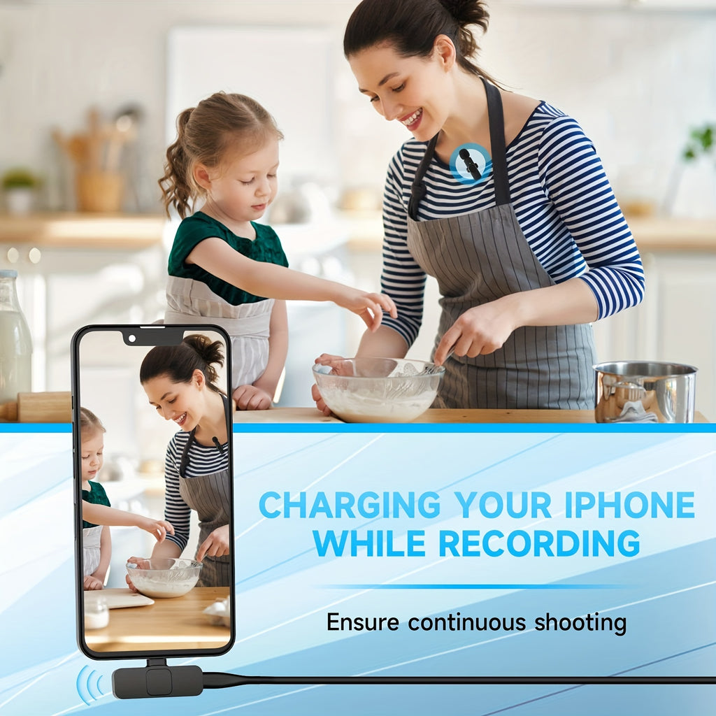 Wireless Lavalier Lapel Microphone for Iphone Ipad Professional Wireless Clip Mic - Cordless Omnidirectional Condenser Recording Mic for Interview Video Podcast Vlog Youtube